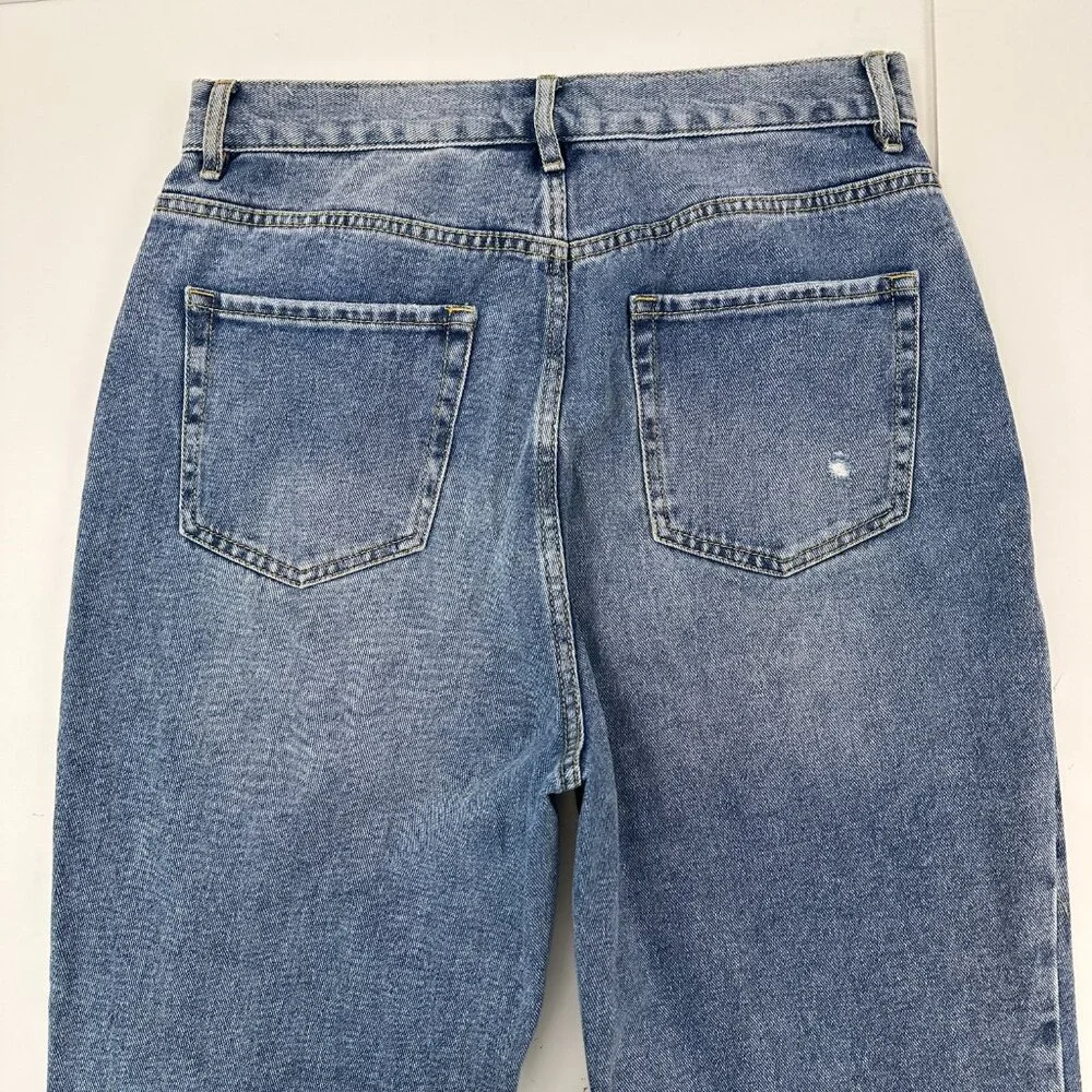 PacSun Straight Jeans Womens 30‎ Blue High Rise Button Fly Distressed Denim